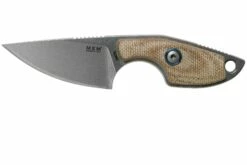 MKM Mikro 1 Drop, Stonewashed Natural Canvas Micarta Cuchillo De Cuello, Jesper Voxnaes Design