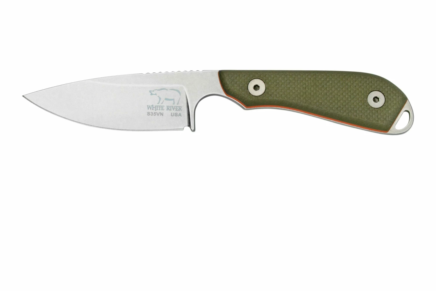 White River M1 Backpacker Pro WRM1-TGO Green/Orange G10, Funda De Kydex, Cuchillo De Cuello 3 White River M1 Backpacker Pro WRM1-TGO Green/Orange G10, Funda De Kydex, Cuchillo De Cuello