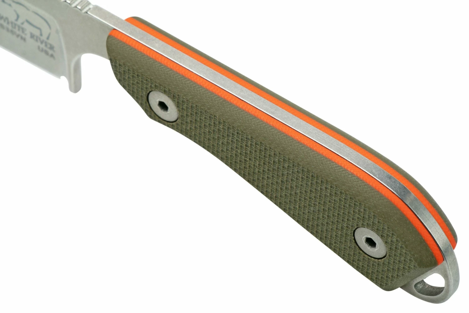 White River M1 Backpacker Pro WRM1-TGO Green/Orange G10, Funda De Kydex, Cuchillo De Cuello 8 White River M1 Backpacker Pro WRM1-TGO Green/Orange G10, Funda De Kydex, Cuchillo De Cuello - Imagen 6